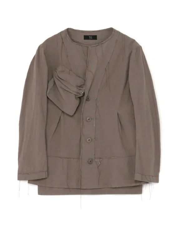 LINEN COTTON CANVAS RANDOM CHECK DYE NO COLLAR JACKET made by Yohji Yamamoto