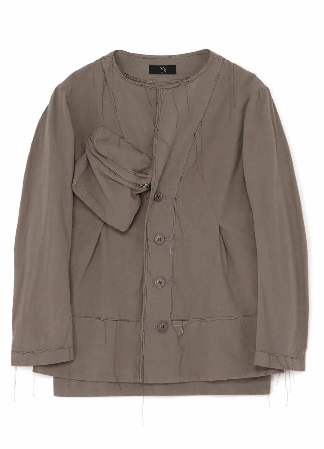 LINEN COTTON CANVAS RANDOM CHECK DYE NO COLLAR JACKET sold by Yohji Yamamoto product image thumbnail 2