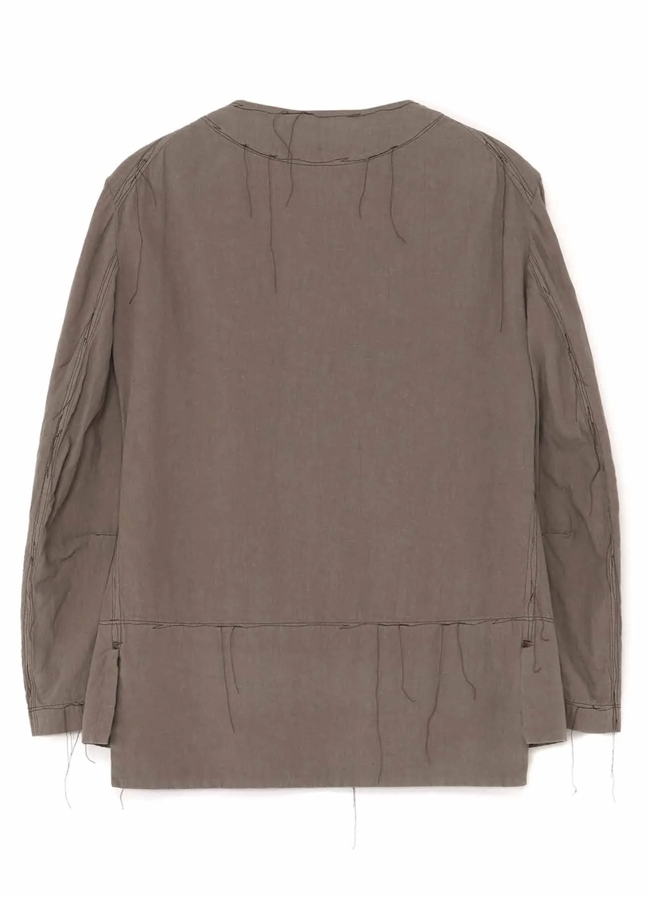 LINEN COTTON CANVAS RANDOM CHECK DYE NO COLLAR JACKET sold by Yohji Yamamoto product image thumbnail 3