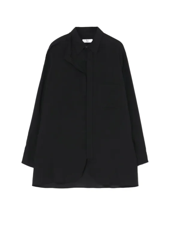 [Y's-Black Name]CELLULOSE LAWN TAPE SNAP SHIRT sold by Yohji Yamamoto