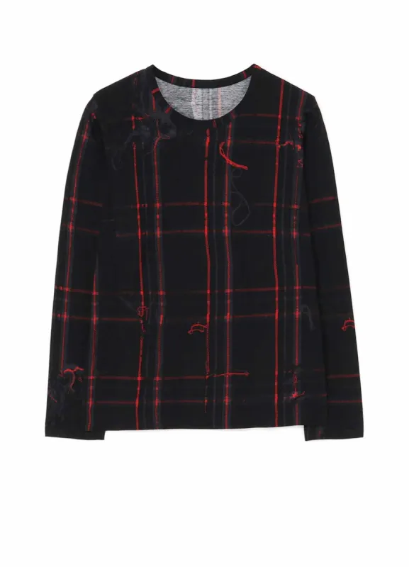 TWISTED CHECK ROUND NECK LONG SLEEVE made by Yohji Yamamoto