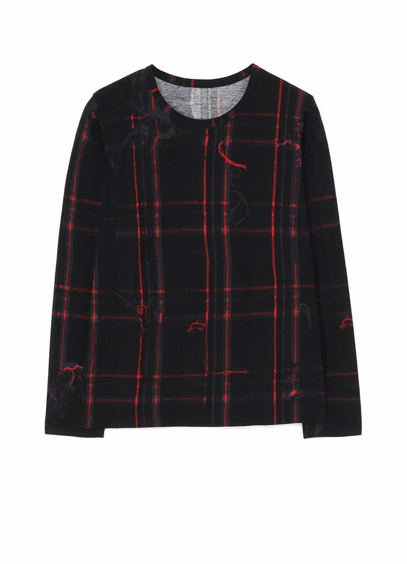 TWISTED CHECK ROUND NECK LONG SLEEVE sold by Yohji Yamamoto