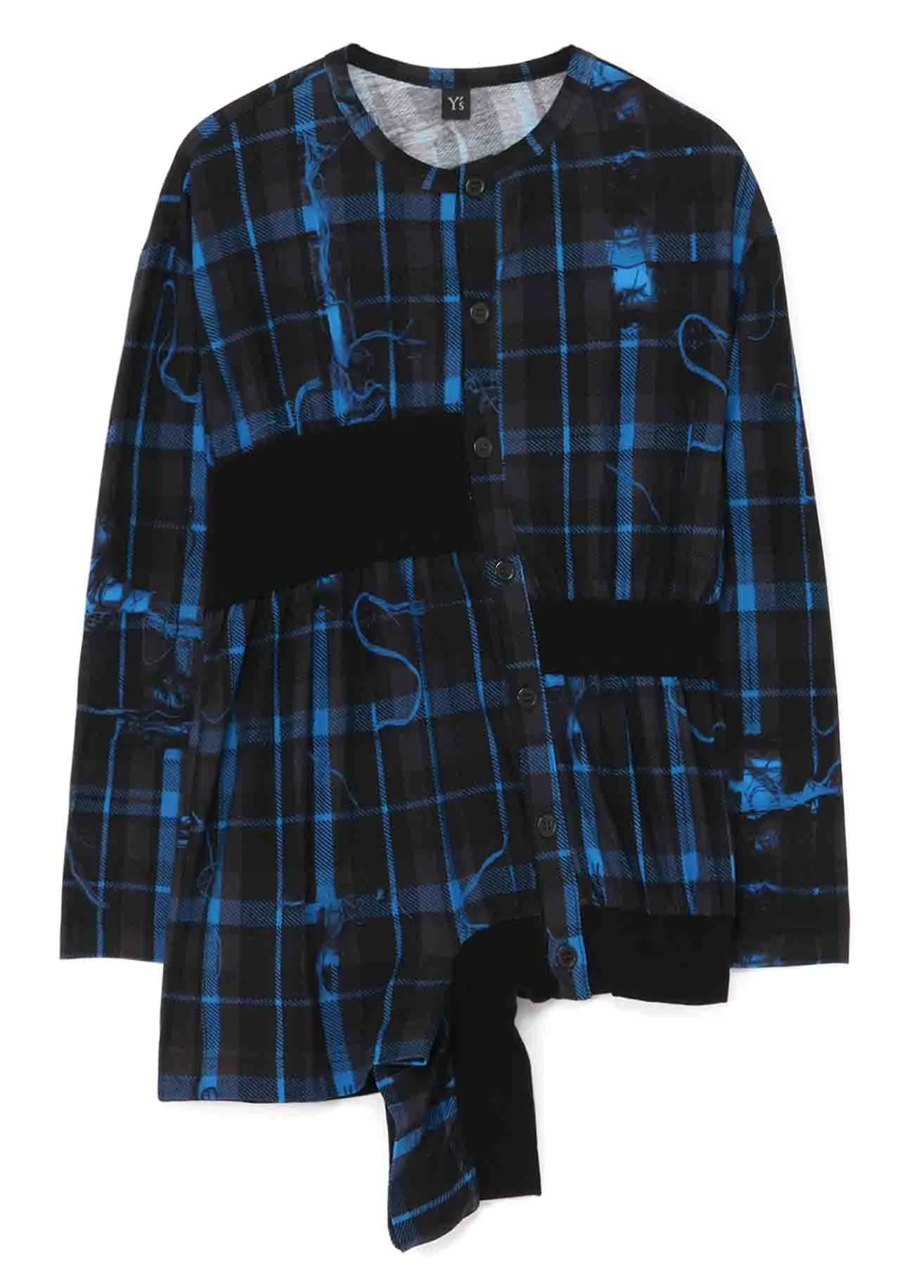 TWISTED CHECK DESIGN GATHER BLOUSE sold by Yohji Yamamoto product image thumbnail 2