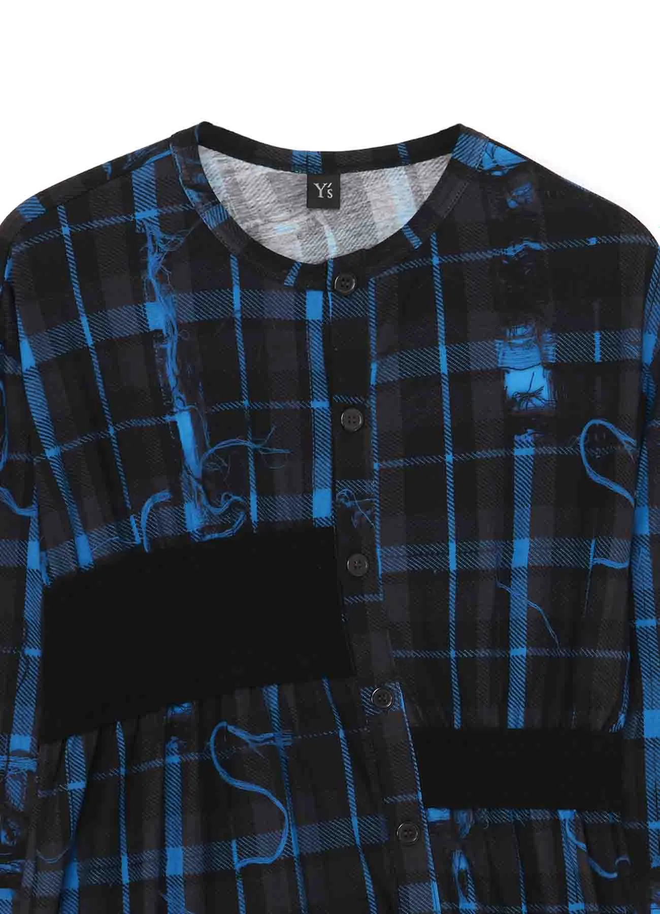 TWISTED CHECK DESIGN GATHER BLOUSE sold by Yohji Yamamoto product image thumbnail 4