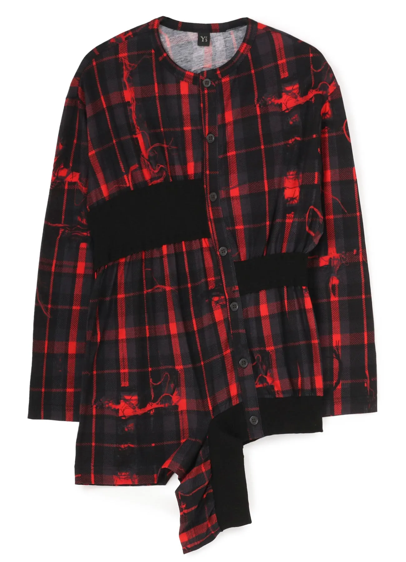 TWISTED CHECK DESIGN GATHER BLOUSE sold by Yohji Yamamoto product image thumbnail 2