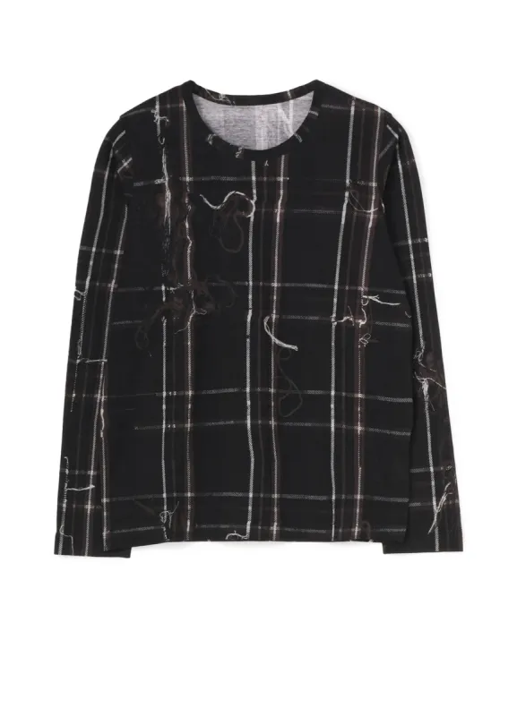 TWISTED CHECK ROUND NECK LONG SLEEVE sold by Yohji Yamamoto