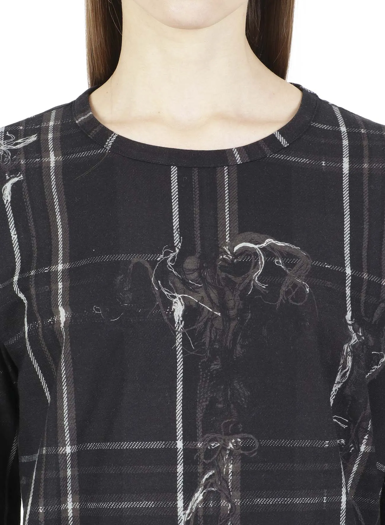 TWISTED CHECK ROUND NECK LONG SLEEVE sold by Yohji Yamamoto product image thumbnail 5