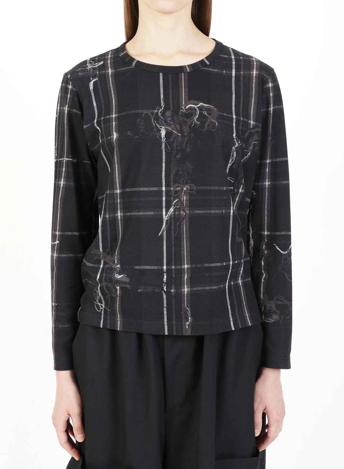 TWISTED CHECK ROUND NECK LONG SLEEVE sold by Yohji Yamamoto product image thumbnail 4