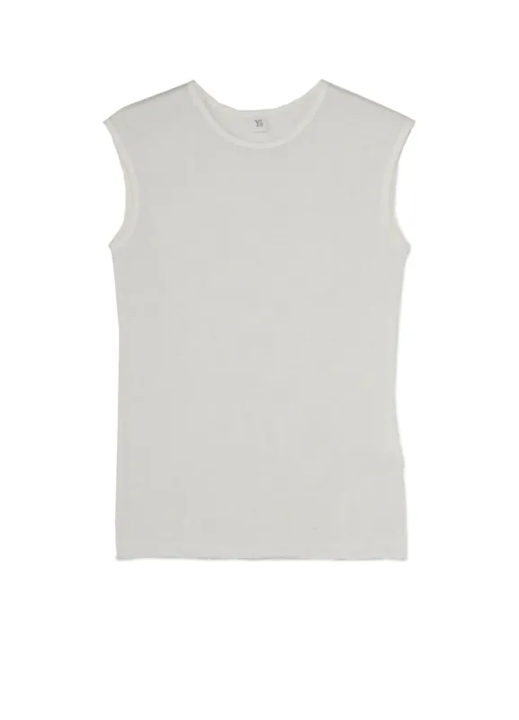 COTTON FAUX LINEN KNIT ROUND NECK TANK TOP made by Yohji Yamamoto
