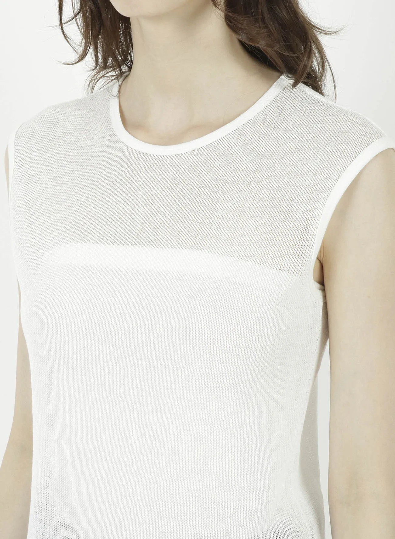 COTTON FAUX LINEN KNIT ROUND NECK TANK TOP sold by Yohji Yamamoto product image thumbnail 5