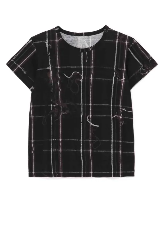 TWISTED CHECK ROUND NECK SHORT SLEEVE sold by Yohji Yamamoto