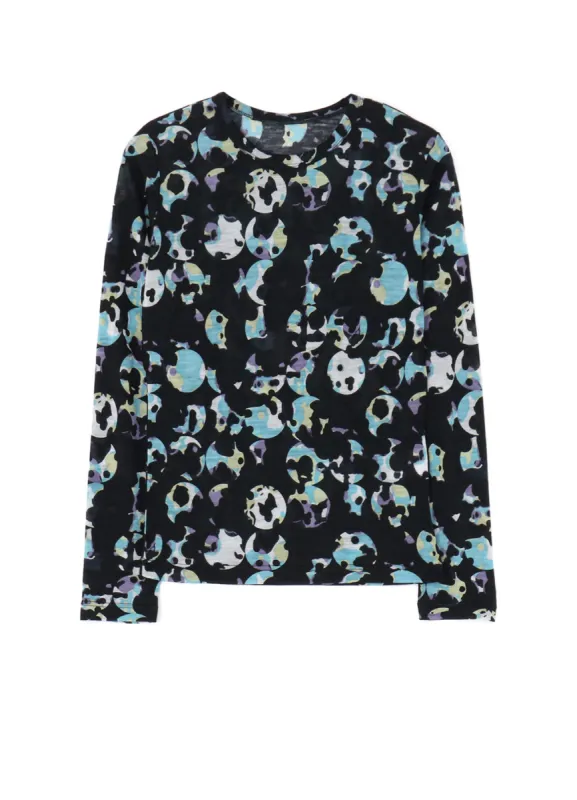 WOOL JERSEY DOT PRINT LONG SLEEVE SLIM FIT T-SHIRT sold by Yohji Yamamoto
