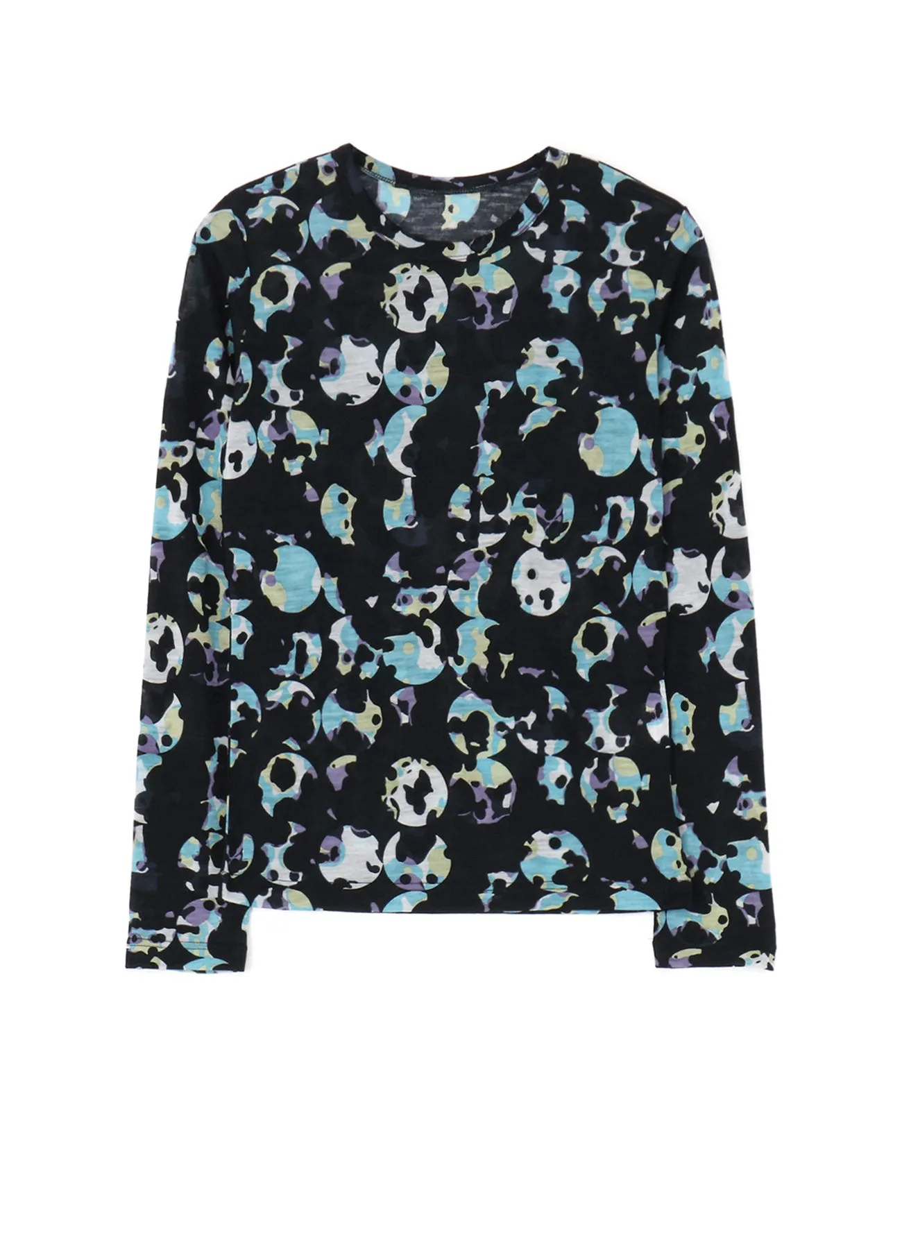 WOOL JERSEY DOT PRINT LONG SLEEVE SLIM FIT T-SHIRT sold by Yohji Yamamoto