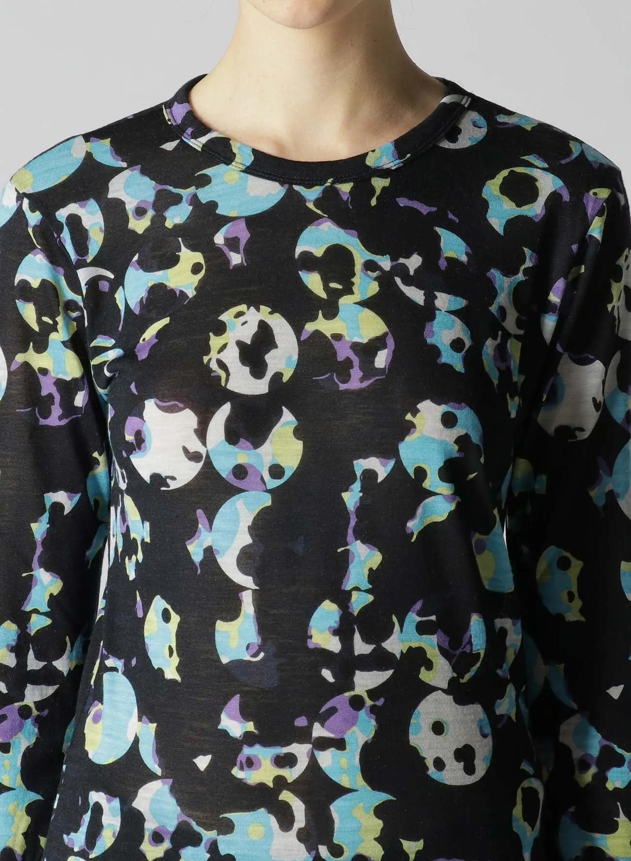 WOOL JERSEY DOT PRINT LONG SLEEVE SLIM FIT T-SHIRT sold by Yohji Yamamoto product image thumbnail 5