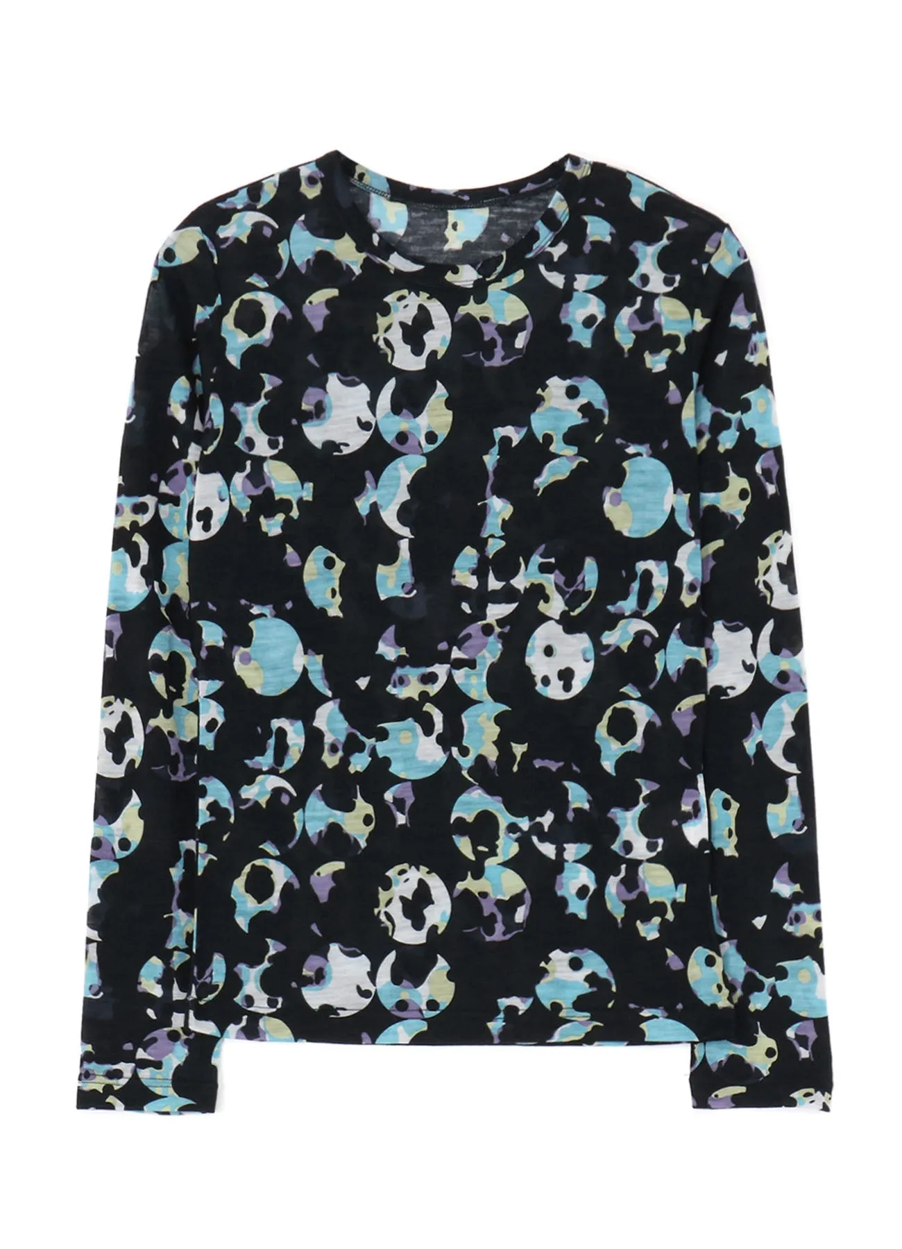 WOOL JERSEY DOT PRINT LONG SLEEVE SLIM FIT T-SHIRT sold by Yohji Yamamoto product image thumbnail 2