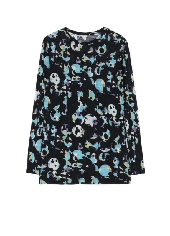 WOOL JERSEY DOT PRINT LONG SLEEVE T-SHIRT sold by Yohji Yamamoto
