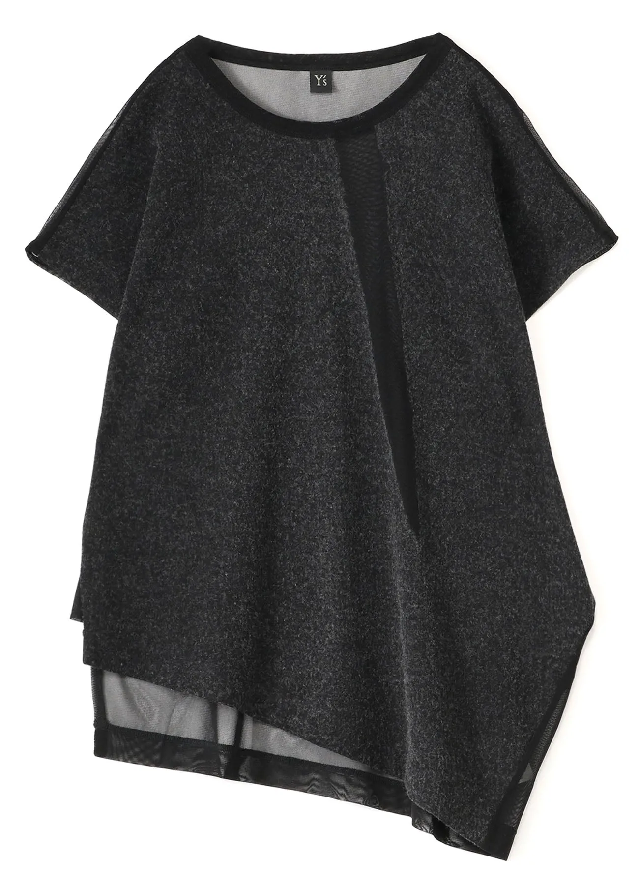 POLYESTER TULLE x WOOL NEEDLE PUNCH UNBALANCE T-SHIRT sold by Yohji Yamamoto product image thumbnail 2