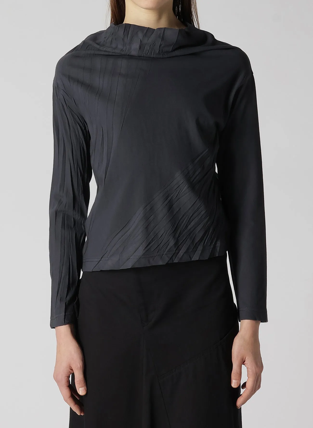 COTTON JERSEY WRINKLE PRECESS OFF NECK T sold by Yohji Yamamoto product image thumbnail 4