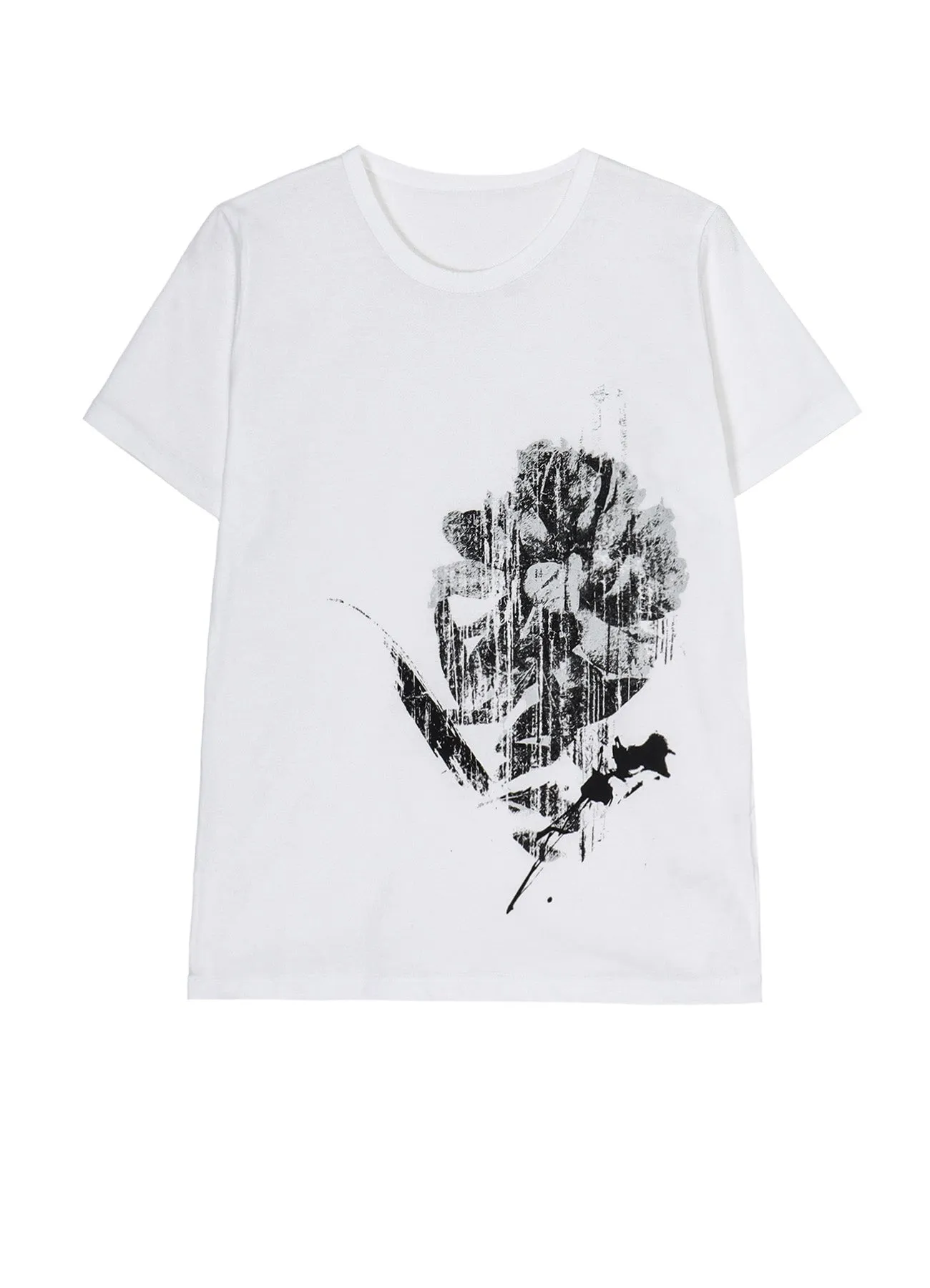 COTTON JERSEY FLOWER PRINT ROUND NECK T sold by Yohji Yamamoto
