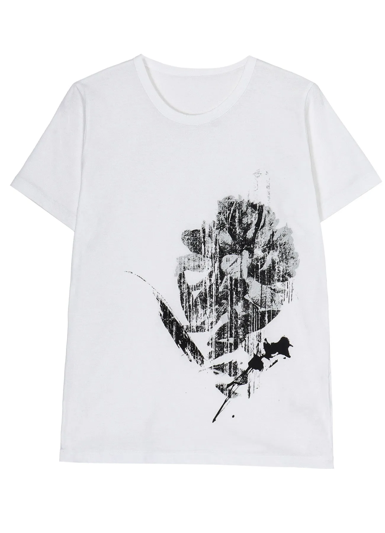 COTTON JERSEY FLOWER PRINT ROUND NECK T sold by Yohji Yamamoto product image thumbnail 2