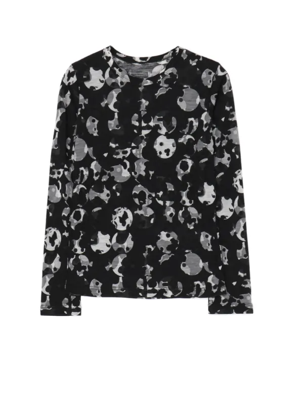 WOOL JERSEY DOT PRINT LONG SLEEVE SLIM FIT T-SHIRT sold by Yohji Yamamoto