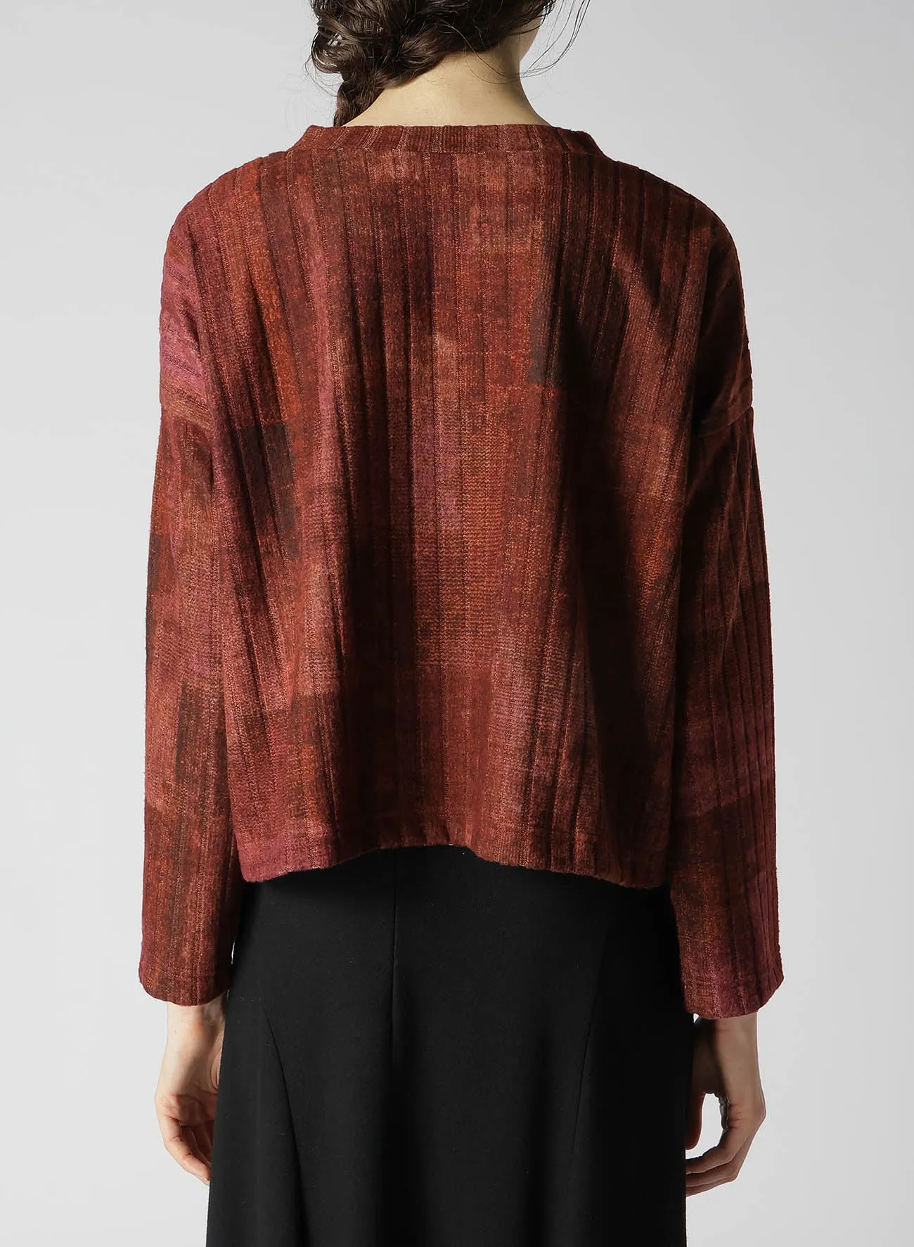 GRADATION PRINT LONG SLEEVE CROPPED T-SHIRT sold by Yohji Yamamoto product image thumbnail 5
