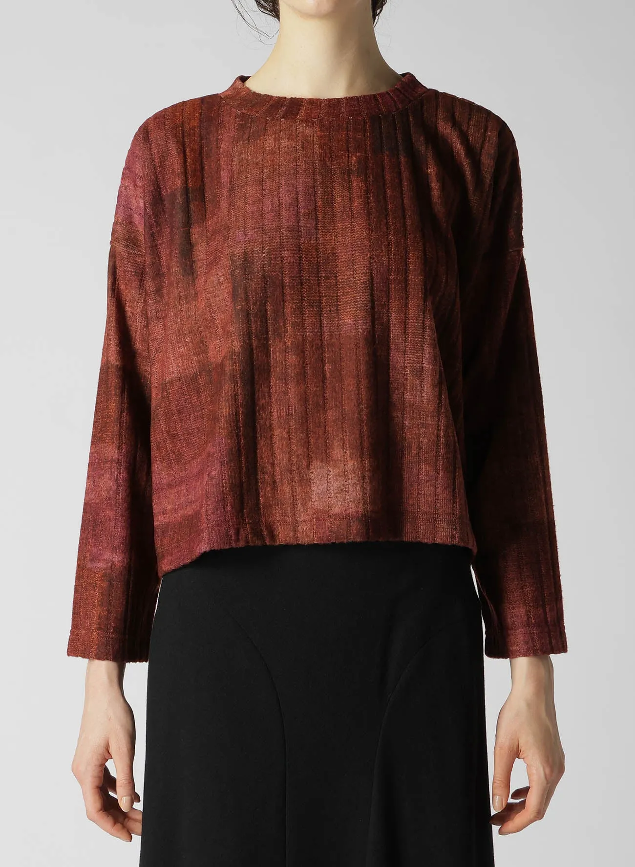GRADATION PRINT LONG SLEEVE CROPPED T-SHIRT sold by Yohji Yamamoto product image thumbnail 4