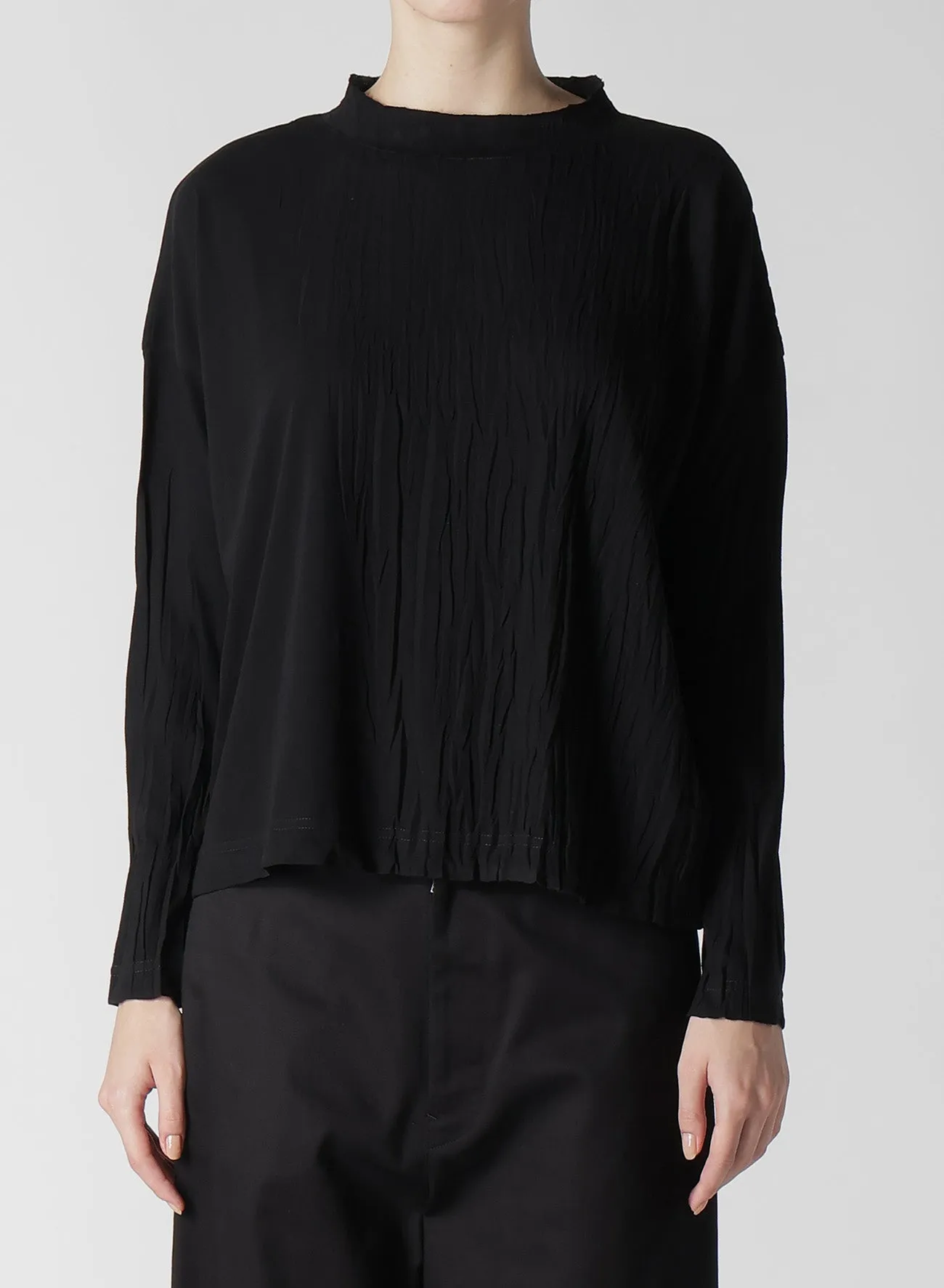 COTTON JERSEY WRINKLE PROCESS CROPPED T sold by Yohji Yamamoto product image thumbnail 4