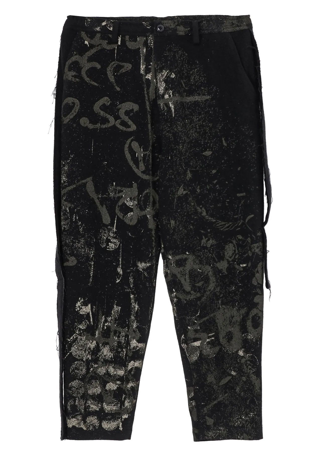 WOOL FLANNEL SCRIBBLE PATTERN SIDE PLUSH PANTS sold by Yohji Yamamoto product image thumbnail 2