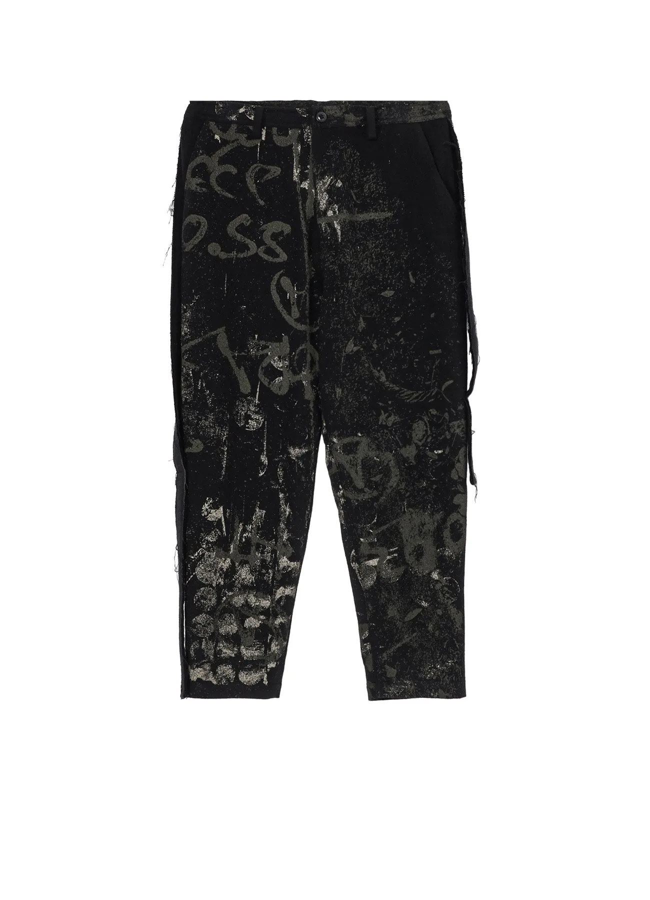 WOOL FLANNEL SCRIBBLE PATTERN SIDE PLUSH PANTS sold by Yohji Yamamoto