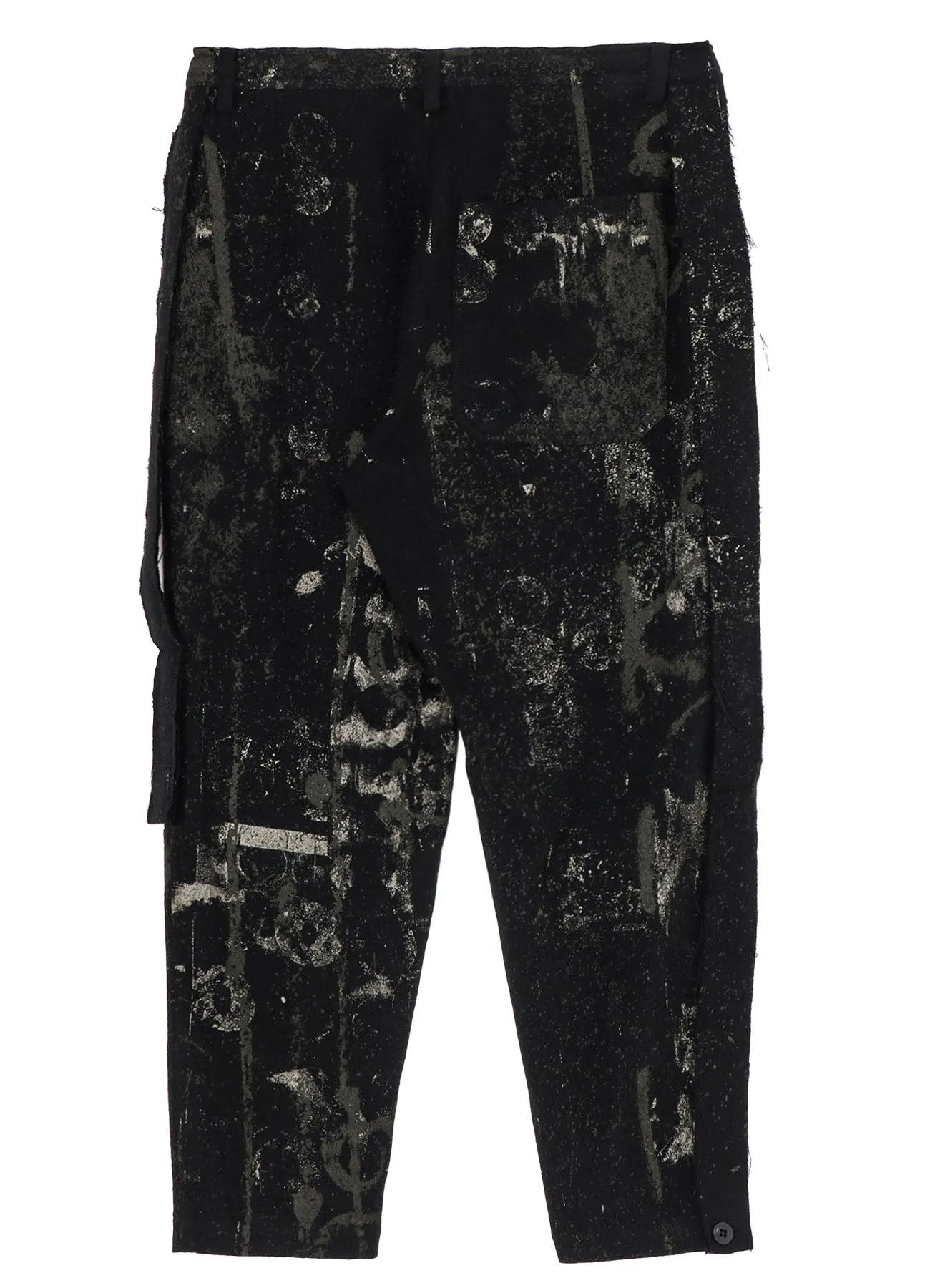 WOOL FLANNEL SCRIBBLE PATTERN SIDE PLUSH PANTS sold by Yohji Yamamoto product image thumbnail 3