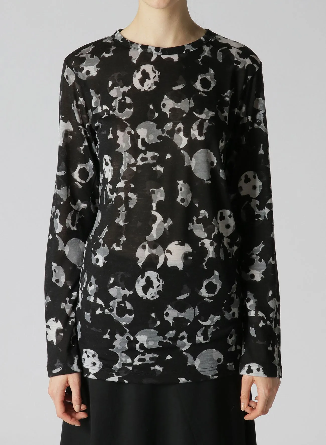 WOOL JERSEY DOT PRINT LONG SLEEVE T-SHIRT sold by Yohji Yamamoto product image thumbnail 4