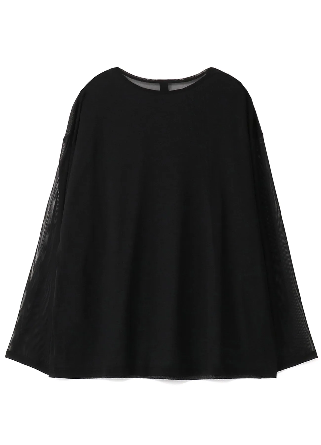 POLYESTER TULLE x WOOL NEEDLE PUNCH BOAT NECK BIG T-SHIRT sold by Yohji Yamamoto product image thumbnail 3