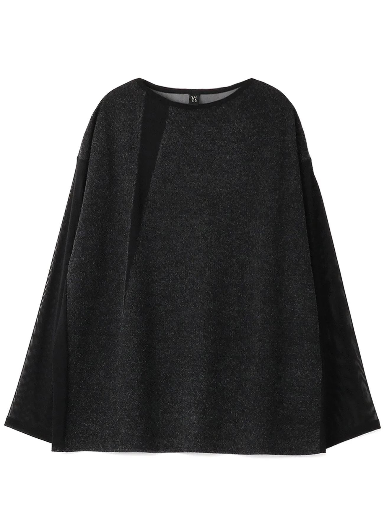 POLYESTER TULLE x WOOL NEEDLE PUNCH BOAT NECK BIG T-SHIRT sold by Yohji Yamamoto product image thumbnail 2