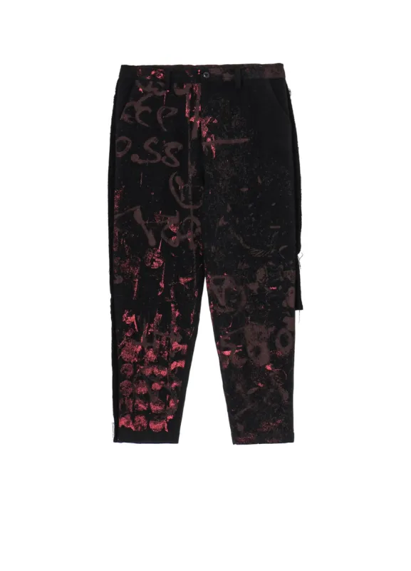 WOOL FLANNEL SCRIBBLE PATTERN SIDE PLUSH PANTS sold by Yohji Yamamoto