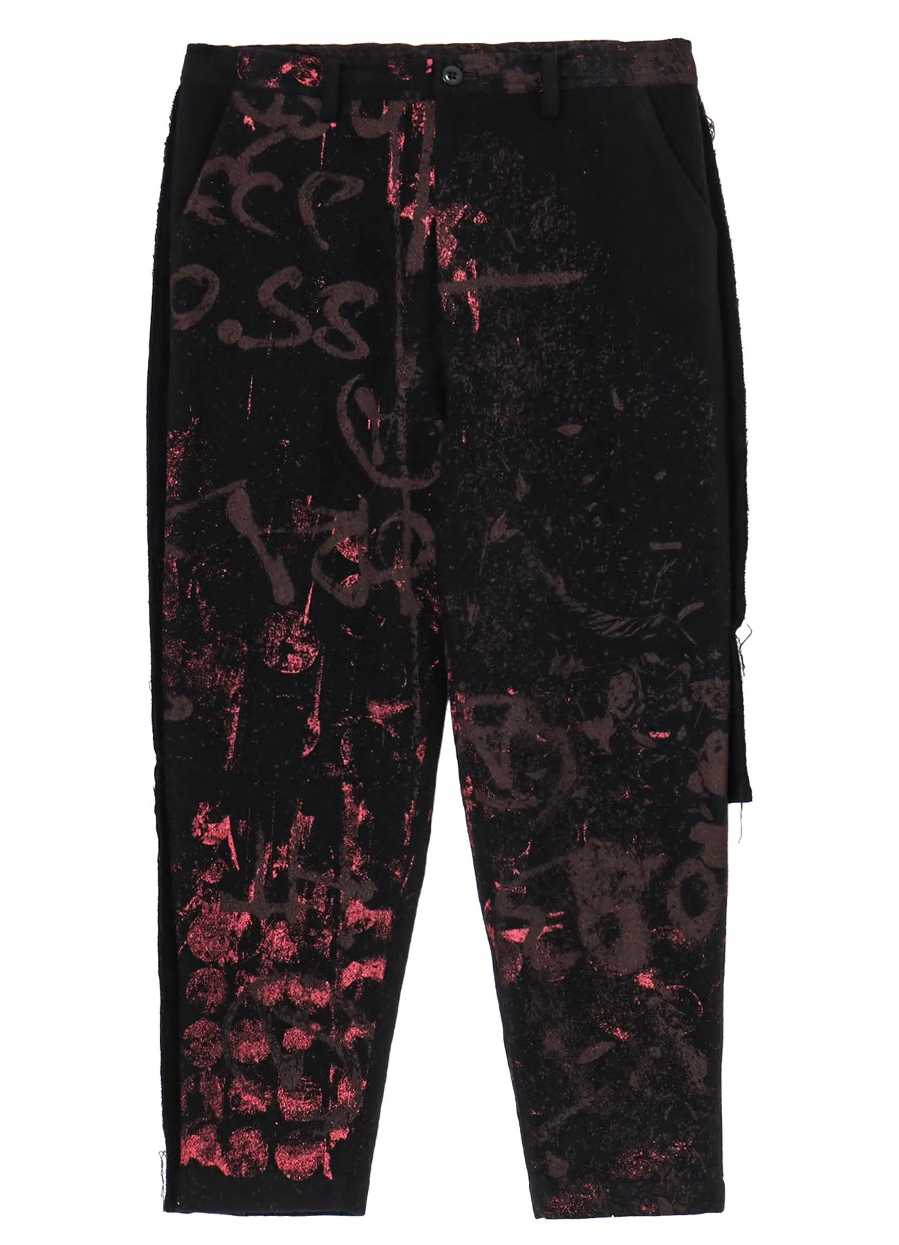 WOOL FLANNEL SCRIBBLE PATTERN SIDE PLUSH PANTS sold by Yohji Yamamoto product image thumbnail 2