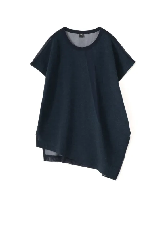 POLYESTER TULLE x WOOL NEEDLE PUNCH UNBALANCE T-SHIRT sold by Yohji Yamamoto