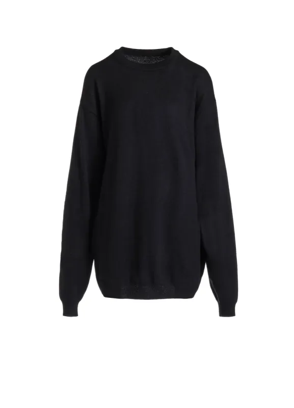 PLAIN STITCH INTARSIA ROUND NECK PULLOVER sold by Yohji Yamamoto