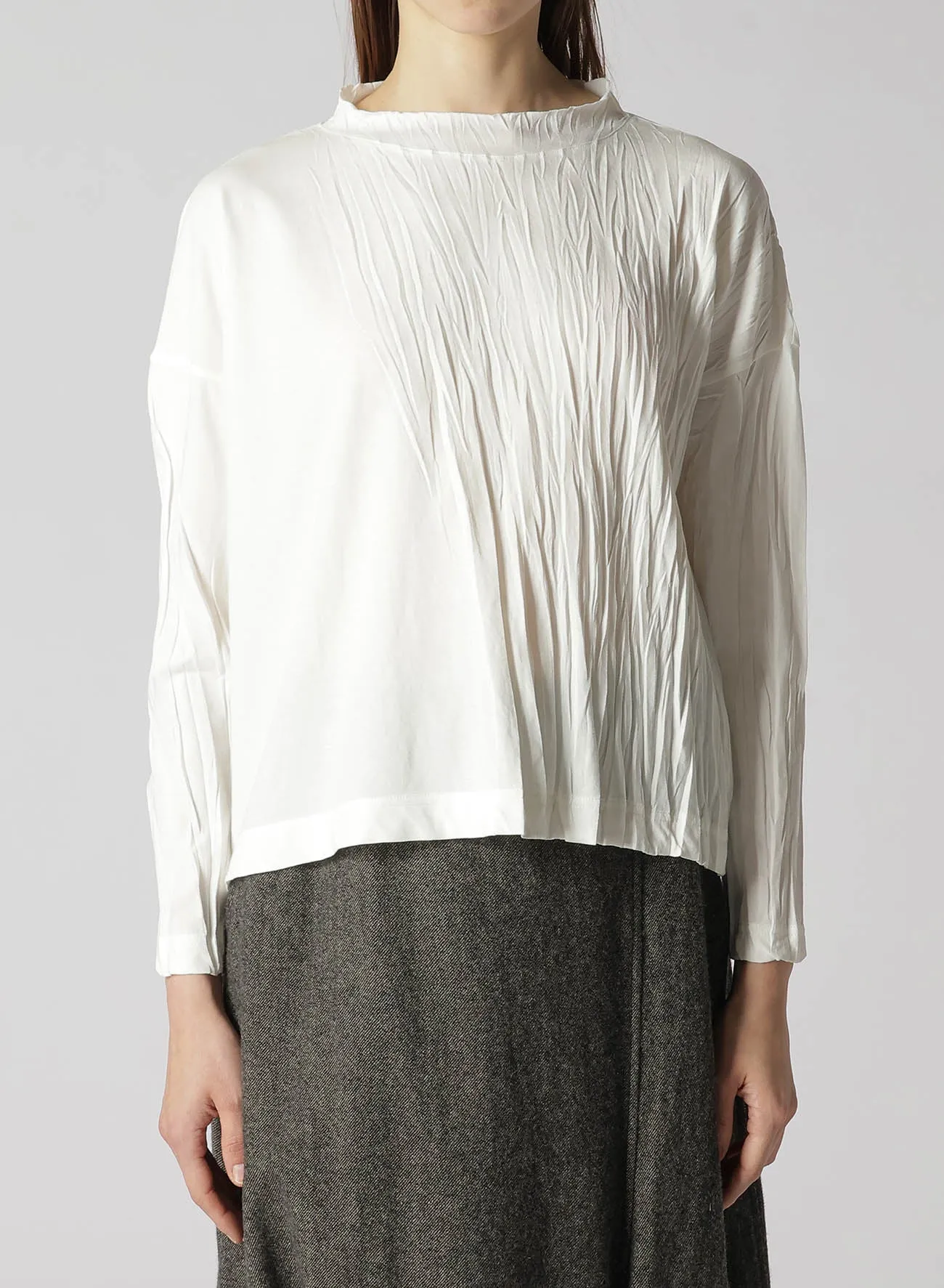 COTTON JERSEY WRINKLE PROCESS CROPPED T sold by Yohji Yamamoto product image thumbnail 4