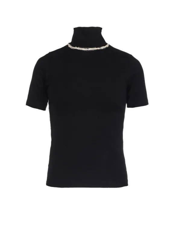 DISCHARGE PRINTING HIGH NECK HALF SLEEVE T sold by Yohji Yamamoto