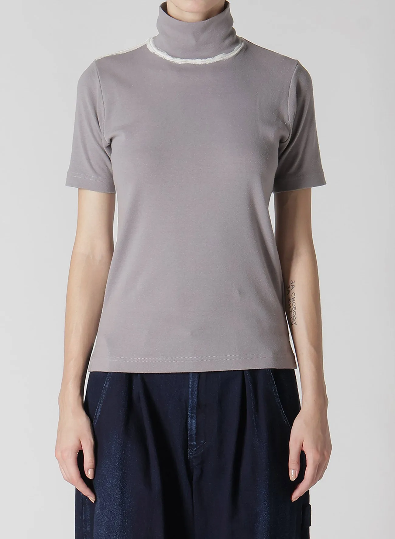 DISCHARGE PRINTING HIGH NECK HALF SLEEVE T sold by Yohji Yamamoto product image thumbnail 4