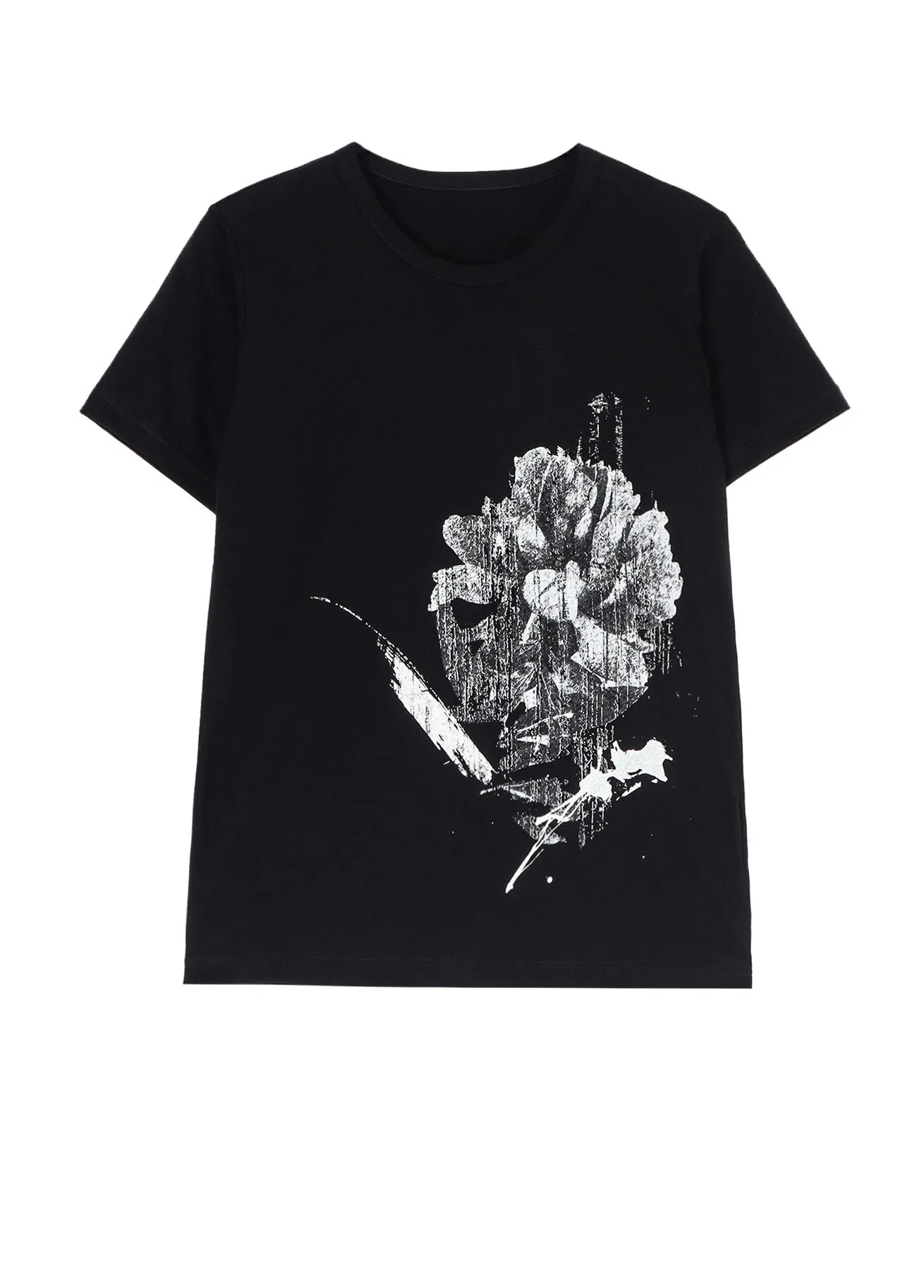 COTTON JERSEY FLOWER PRINT ROUND NECK T sold by Yohji Yamamoto