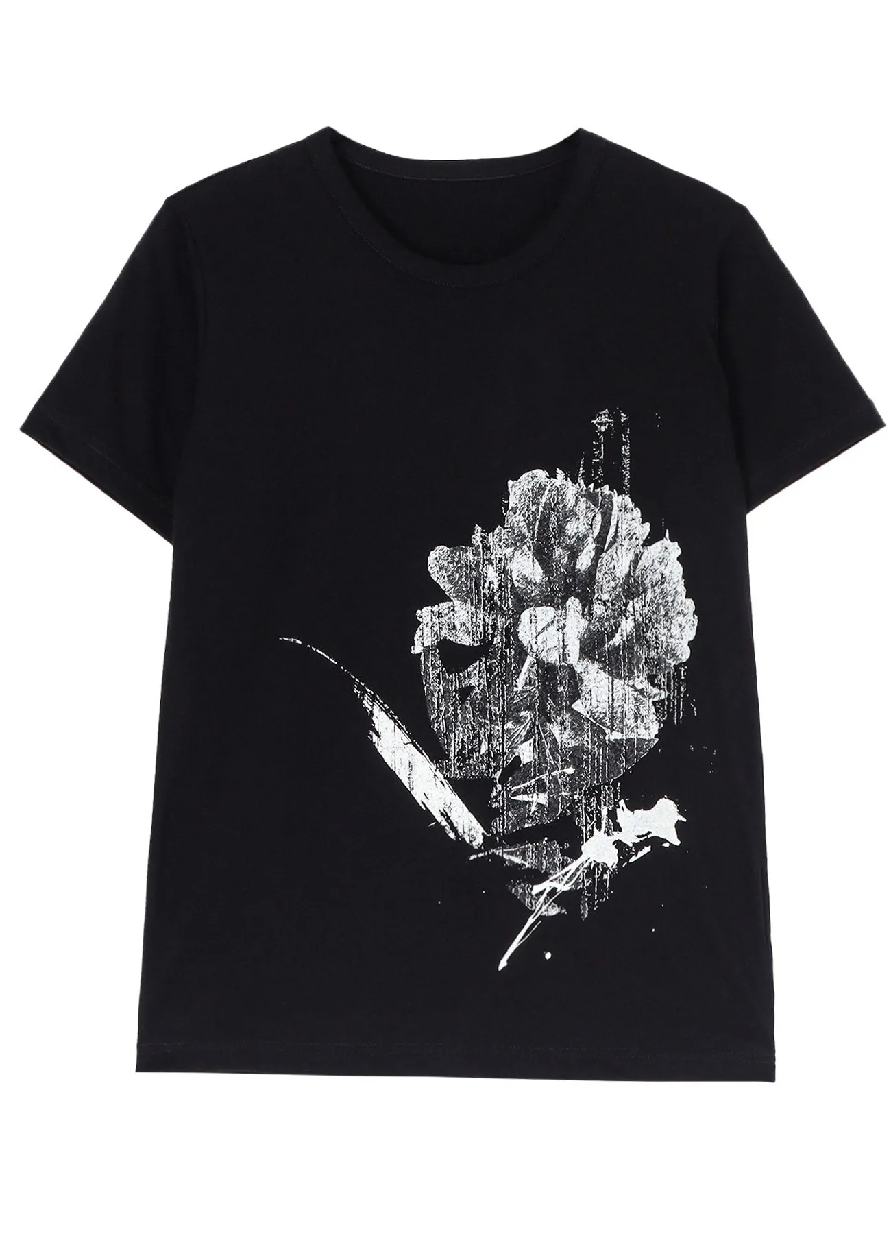 COTTON JERSEY FLOWER PRINT ROUND NECK T sold by Yohji Yamamoto product image thumbnail 2