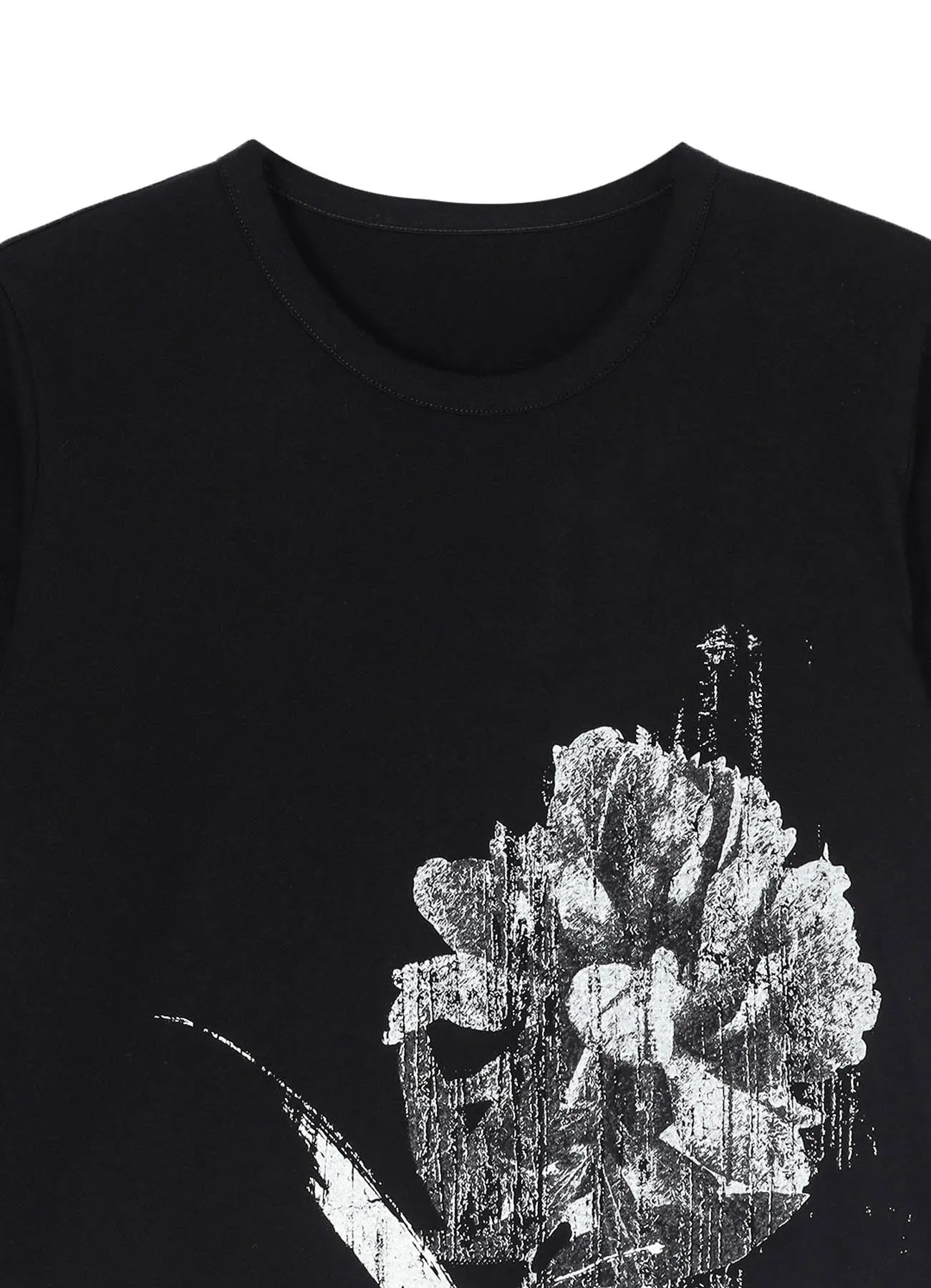 COTTON JERSEY FLOWER PRINT ROUND NECK T sold by Yohji Yamamoto product image thumbnail 4