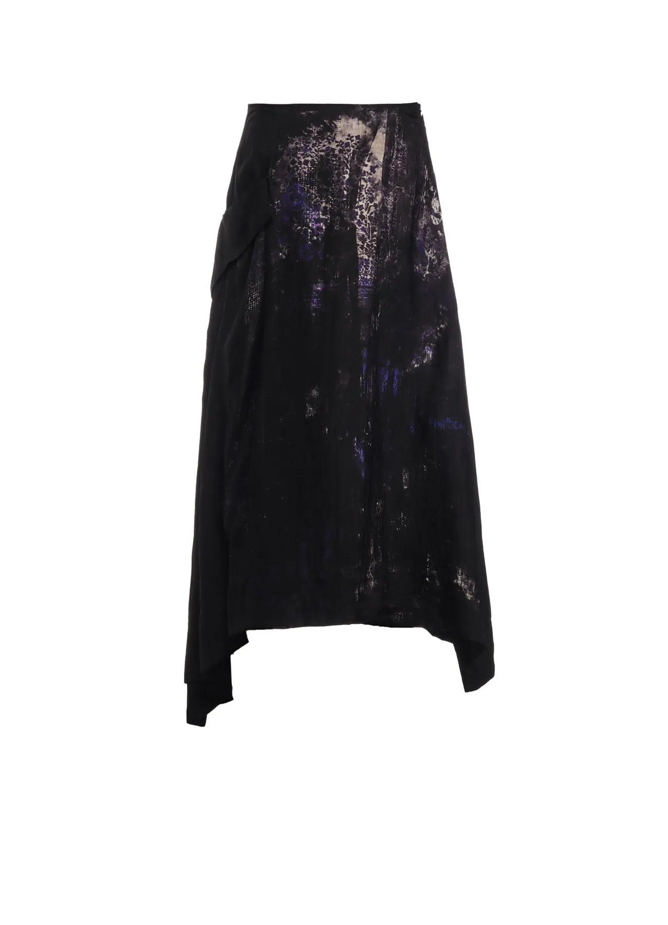 CUPRO FLOWER PATTERN CUT OFF POCKET SKIRT sold by Yohji Yamamoto