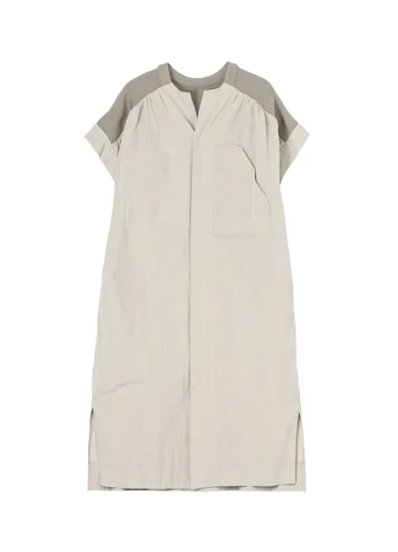 COTTON CHAMBRAY RIBBED FLY FRONT OPEN DRESS sold by Yohji Yamamoto