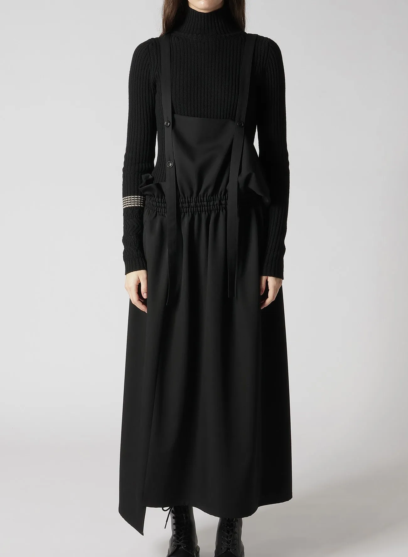 WOOL GABARDINE GATHERED DRESS WITH STRAPS sold by Yohji Yamamoto product image thumbnail 4