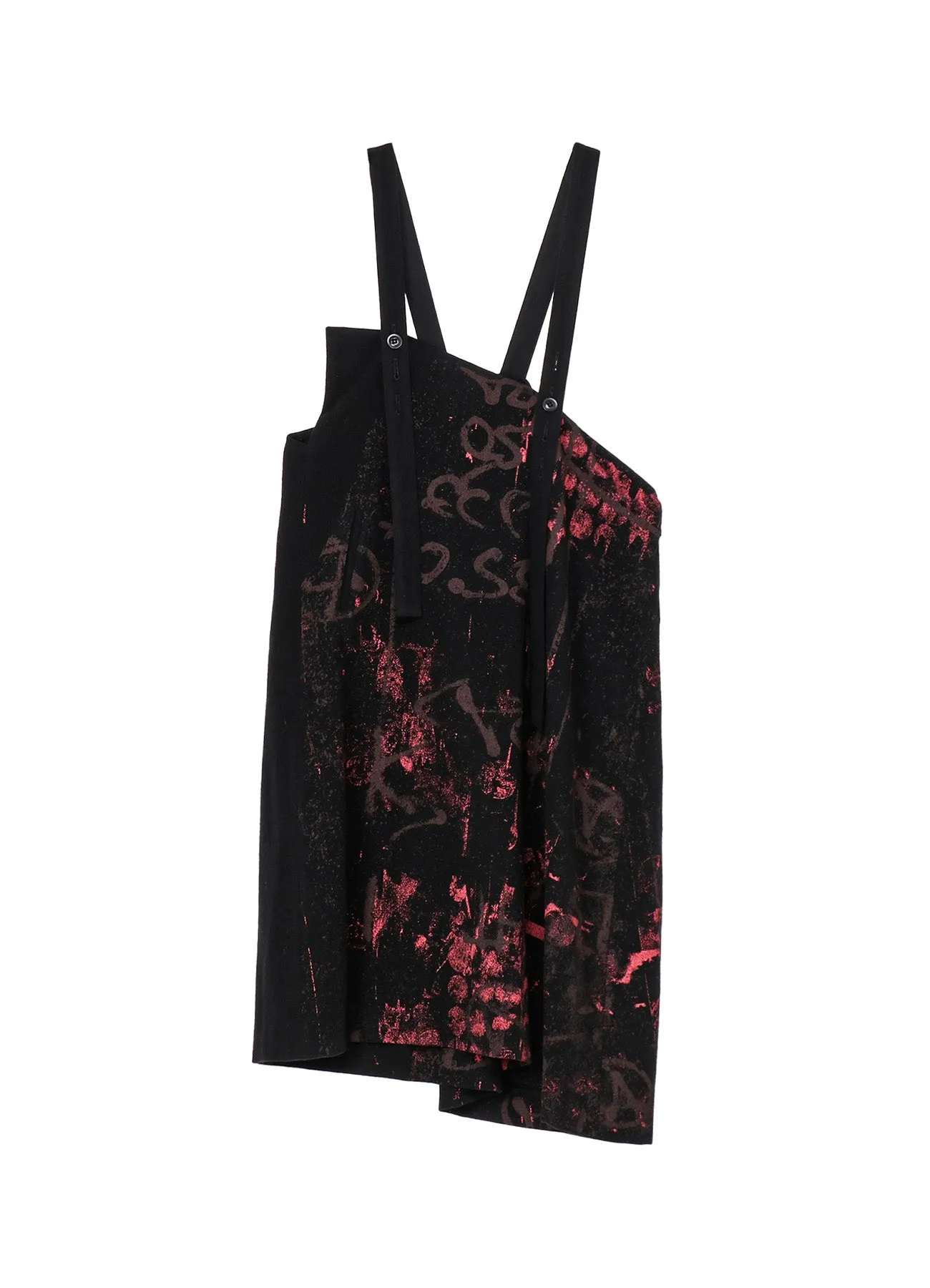 WOOL FLANNEL SCRIBBLE PATTERN SHOULDER STRAP DRESS sold by Yohji Yamamoto