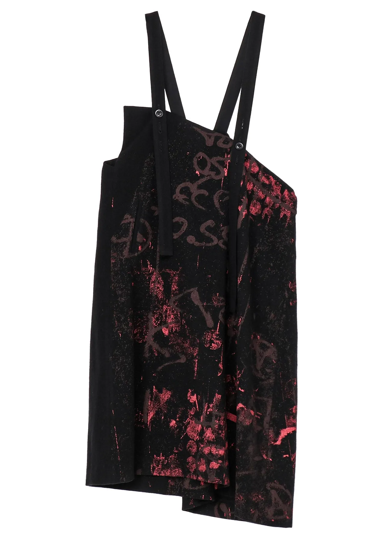 WOOL FLANNEL SCRIBBLE PATTERN SHOULDER STRAP DRESS sold by Yohji Yamamoto product image thumbnail 2