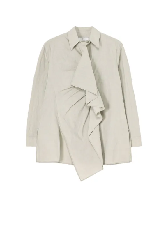 COTTON CHAMBRAY FRONT GATHERED BLOUSE made by Yohji Yamamoto